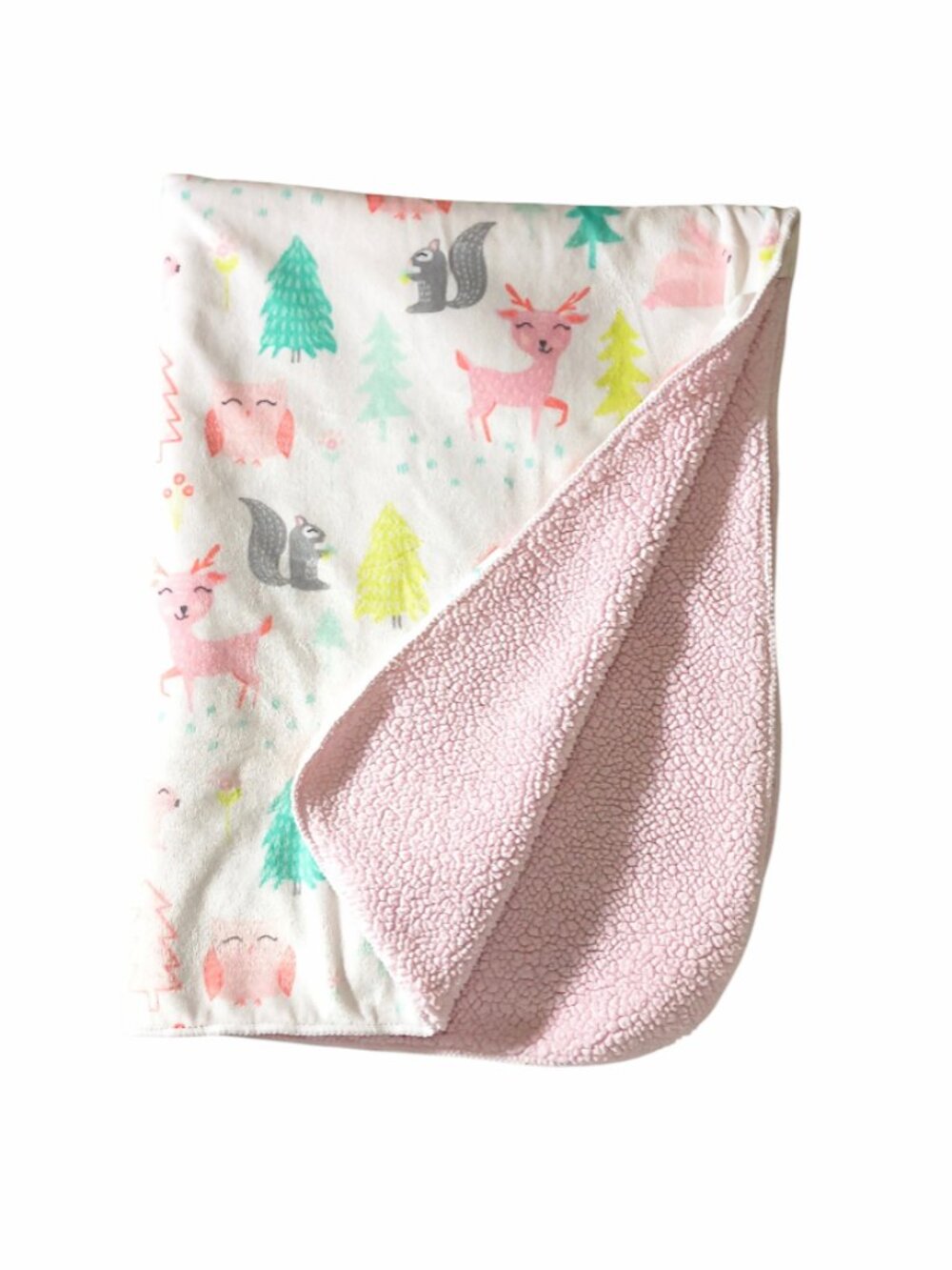 Cloud Island Target Woodland Owl Deer Pink Sherpa Lovey Security Blanket 29"X38"